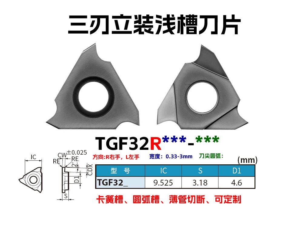 碳鋼三刃切槽切斷刀片TGF32