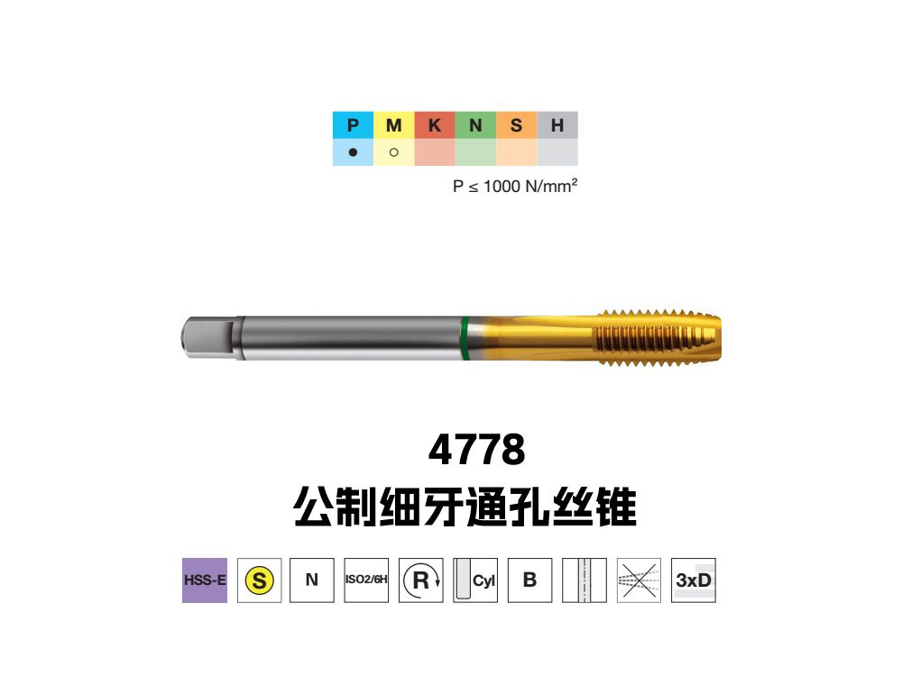 4778系列公制細牙通孔絲錐 